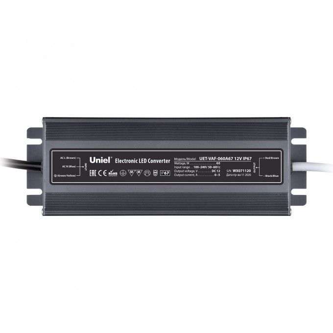 Блок питания ультратонкий UNIEL UET-VAF-060A67 12V IP67 UL-00007575