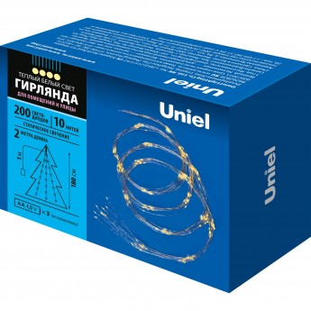 Гирлянда UNIEL ULD-E0200-200/STB/3AA WARM WHITE IP44 Гирлянда UNIEL ULD-E0200-200/STB/3AA WARM WHITE IP44