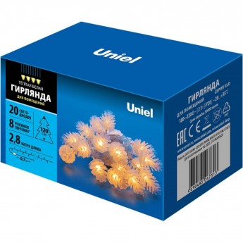 Гирлянда UNIEL ULD-S0280-020/DTA WARM WHITE IP20 PINE CONES Гирлянда UNIEL ULD-S0280-020/DTA WARM WHITE IP20 PINE CONES