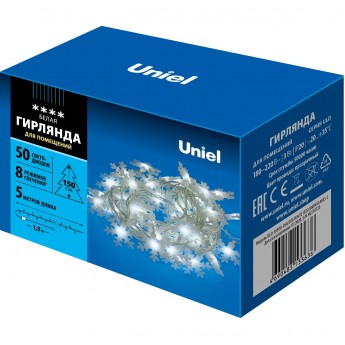 Гирлянда UNIEL ULD-S0500-050/DTA WHITE IP20 SNOWFLAKES-2