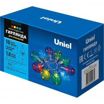 Гирлянда UNIEL ULD-S1800-010/STB/3AA MULTI IP20 BULBS