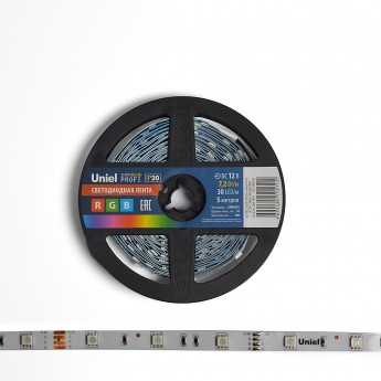 Светодиодная лента UNIEL ULS-M22-5050-30LED/m-10mm-IP20-DC12V-7,2W/m-5M-RGB PROFI катушка в герметичной упаковке Светодиодная лента UNIEL ULS-M22-5050-30LED/m-10mm-IP20-DC12V-7,2W/m-5M-RGB PROFI катушка в герметичной упаковке