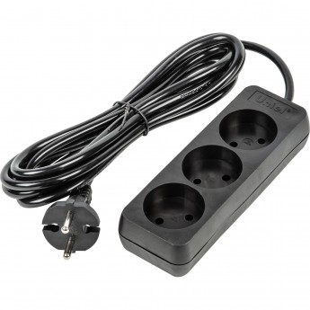 Удлинитель UNIEL S-CU3-3 BLACK серии Ultra, шнур 3м., 3 гнезда, 10A, б/з Удлинитель UNIEL S-CU3-3 BLACK серии Ultra, шнур 3м., 3 гнезда, 10A, б/з
