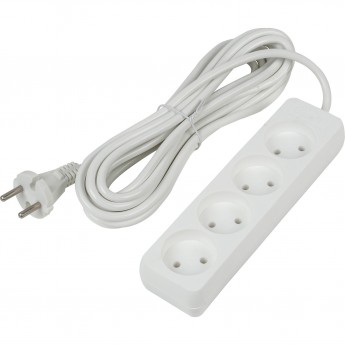 Удлинитель UNIEL S-CU4-5 WHITE серии Ultra, шнур 5м., 4 гнезда, 10A, б/з Удлинитель UNIEL S-CU4-5 WHITE серии Ultra, шнур 5м., 4 гнезда, 10A, б/з